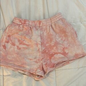 SHEIN Pink and White tye dye Shorts size small Elastic Waistband